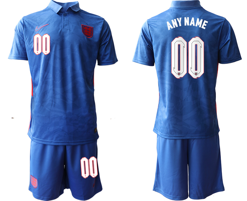 Men's Blue England National Team Custom Away Soccer Jersey Suit